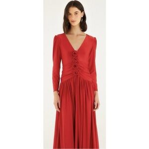 FARM RIO Brazilian Tropical Red Floral Cocktail Dress